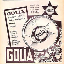 PUBBLICITA' 1941  GOLIA CARAMELLE PASTIGLIE DAVIDE CAREMOLI MILANO STELLA ACME