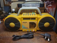 Philips D8007 Roller Giallo Boombox Radio Lettore Cassette Raro Funzionante Anni 80
