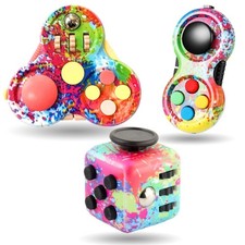 3Pcs Fidget Toys Giocattolo, Cubo Antistress, Fidget Pad Fidget Controller Ridut