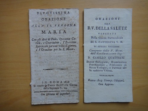 1816 due libretti - di, preghiere