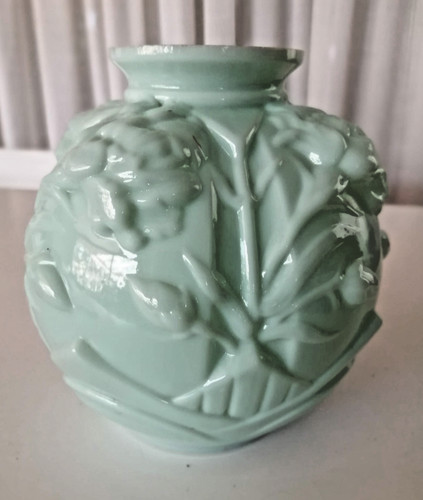 Ancien vase globe opaline - globe,