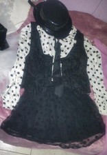 vestito carnevale costume BAMBINA tg 9-10 anni BLUES BROTHERS GIRLS IENE POIS