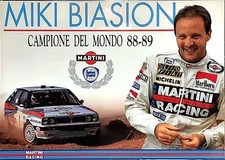 1989 * Poster Originale "Lancia Delta Martini Racing, Miki Biasion Campione del