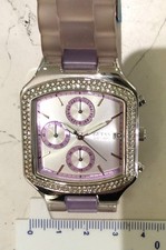 Guess orologio cronografo quarzo nuovo quadrato ghiera con zirconi strap gomma