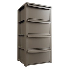 Comò 4 Cassetti Marrone Mobile Di Stoccaggio Camera Ufficio Lavanderia ArtPlast