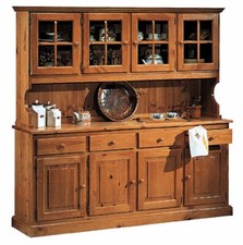 CREDENZA + VETRINA PINO 192*42*195 H, IN LEGNO ARTE POVERA MIELE