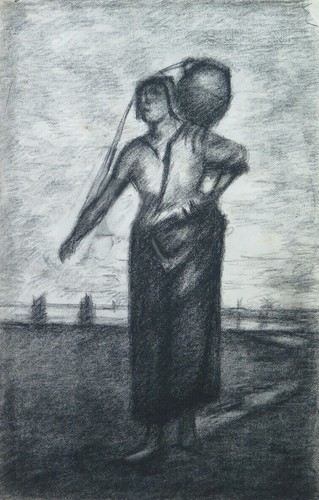 Donna con brocca - brocca, spalle
