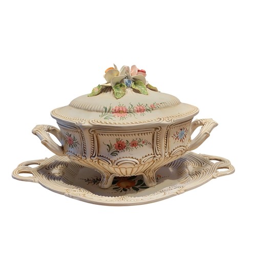 Zuppiera ceramica floreale - zuppiera,
