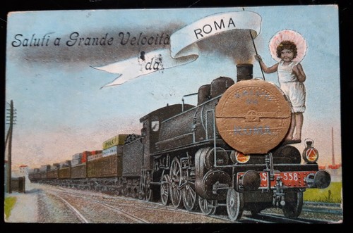 Roma cartolina valigetta treno - roma,