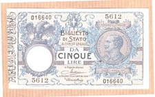 5 Lire 1904/1923  Biglietto di