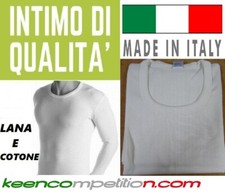 ★ MAGLIA INTERNA UOMO GIROCOLLO MANICA LUNGA IN LANA E COTONE MADE IN ITALY ★