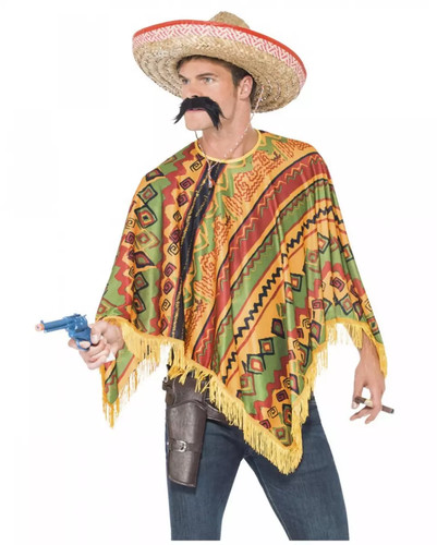 Poncho messicano con baffi - ,