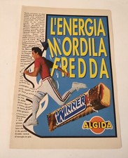 Inserto pubblicità 1992 L'energia mordila fredda Winner Algida gelato noccioline