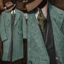 Cappotti uomo business spina di pesce tweed extra lunghi regular fit matrimonio