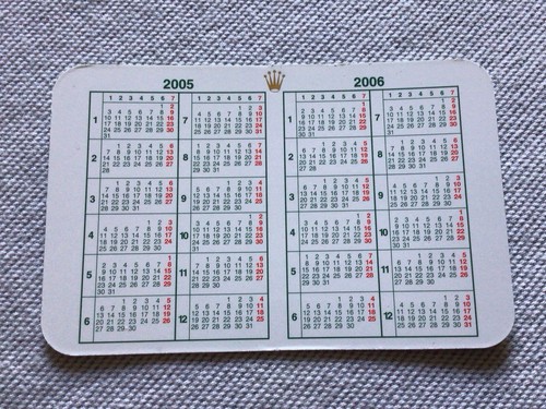 Calendario formato card rolex - formato,