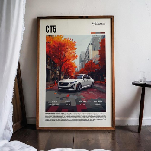 Poster cadillac ct5 retrò - cadillac,