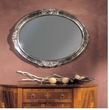 SPECCHIERA OVALE CON CORNICE INTAGLIATA FOGLIA ARGENTO  x CAMERA INGRESSO 764