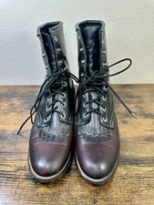 Stivali uomo vintage Laredo Kiltie Packer Roper stringati bordeaux: nero taglia 9