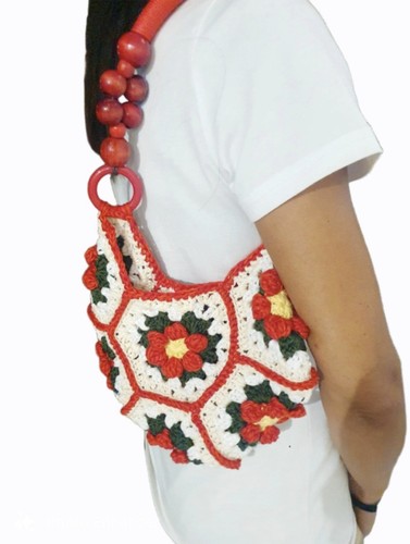 Borsa bianca all - 'uncinetto, con