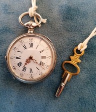 ANTICO OROLOGIO DA TASCA VITTORIANO IN ARGENTO A CHIAVETTA FINE 800