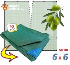 6x6 mt RETE RACCOLTA OLIVE con APERTURA → 90 gr/m² Telo ANTISPINA CON OCCHIELLI