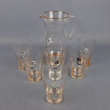 Set Da Tavola Brocca E Bicchieri In Vetro Figure Storiche Datate Vintage Anni 50