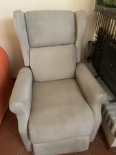 Poltrona relax recliner elettrica 2 motori in tessuto grigio modello marta dual 