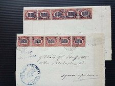 2 Lettere Collettoria PIEVE FOSCIANA - Corsivo BLU U.A. + Accomp. C.G. CAST.GARF