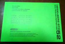 Heidelberg GTO 52 multicolore LIBRO parti di ricambio in 4 lingue