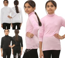 T-shirt maglietta bambino collo alto girocollo manica lunga ragazza ragazzo casual tinta unita