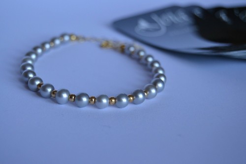 Bracciale perle grigie perline - bracciale,