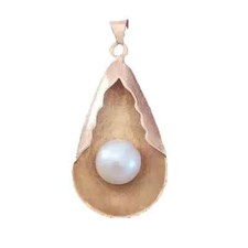 CIONDOLO antico ORO giallo 750 18kt con meravigliosa PERLA Akoya naturale mare