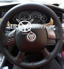 Nera Vera Perforata Copertura Del Volante IN Pelle per Jaguar x-Type 01-09 Nuovo