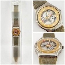 Swatch Gent GX102 Sfera Oro 1988 NOS Skeleton Gold Vintage Watch