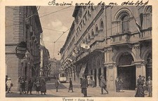 1958) CARTOLINA VARESE CORSO ROMA ANIMATA TRAM VIAGGIATA VISITATE TRIPOLITANIA