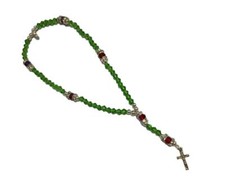 Bracciale Con Rosari Di Natale Verde / Rosso - Con Croce