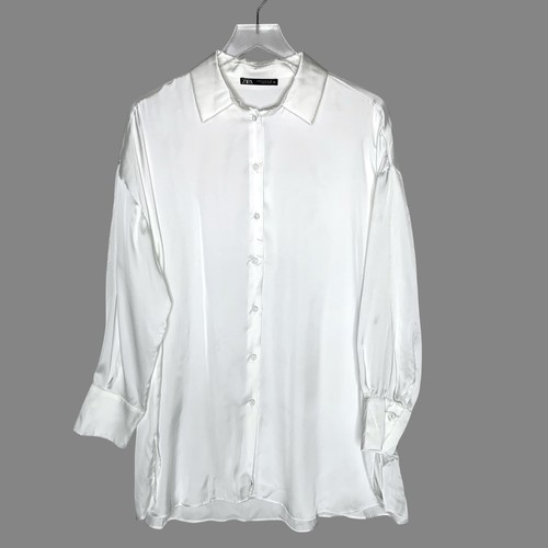 Zara white satin effect - effect, button