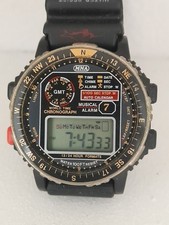 VINTAGE 70'S 80'S MNA (MUSTANG?) DIGITAL QUARTZ WORLD TIME WRIST WATCH (NEW BAT)