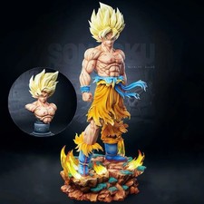 Action Figure Goku Super Saiyan SSJ2 con Base LED RGB Dragon Ball Z Anime 34 Cm 