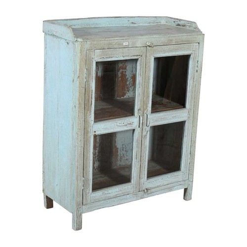 Antique powder blue teak glass - blue,