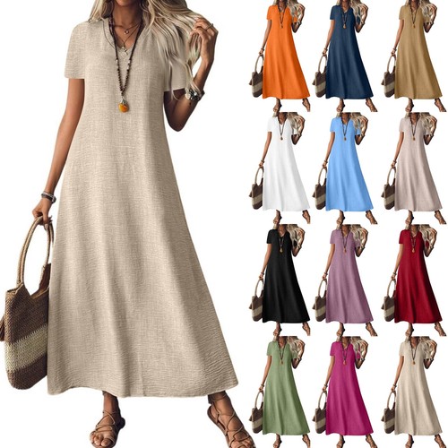 Maxi abito donna cotone lino