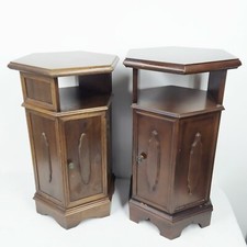 2X COMODINO ARMADIETTO MOBILETTO PORTA TELEFONO A BASE ESAGONALE IN STILE ANTICO