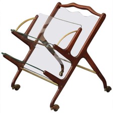 Glass and Walnut Magazine Cart