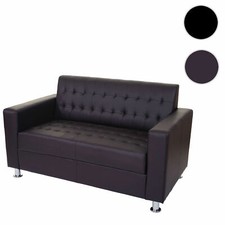 Divano 2 posti Kunda, divano salotto, ecopelle, piedi in metallo