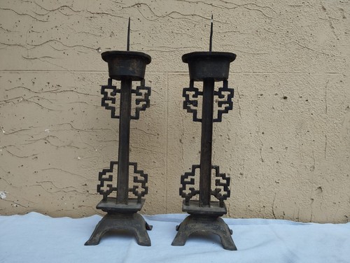 Antica coppia candelabri - di,