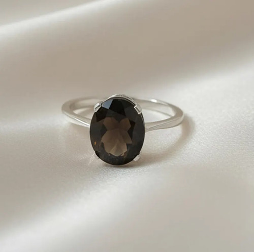Anello quarzo fumè - anello, lega