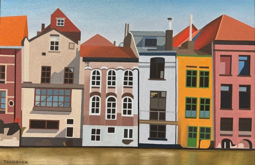 Gand belgio dipinto olio su - olio,