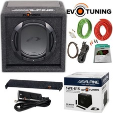Sub woofer Alpine SWE815 8" 20cm Box Cassa Reflex Attivo Telecomando + Kit Cavi