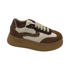 Scarpe sneakers Janet&Janet donna pelle/camoscio J-432 cognac/offwhite/Wine