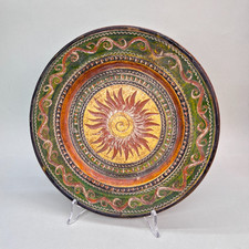 MONTOPOLI PIATTO ANTICO DA PARETE TERRACOTTA DIPINTO SMALTATO ANNI 30 40 50 60